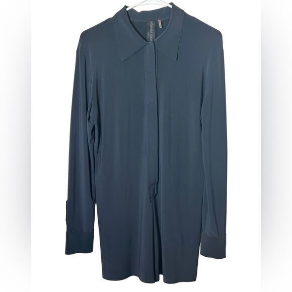 Norma Kamali slate gray button up Jumpshorts Romper, XS - Picture 1 of 12